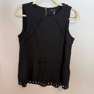 1. State Black Sleeveless Blouse with Eyelet Hem